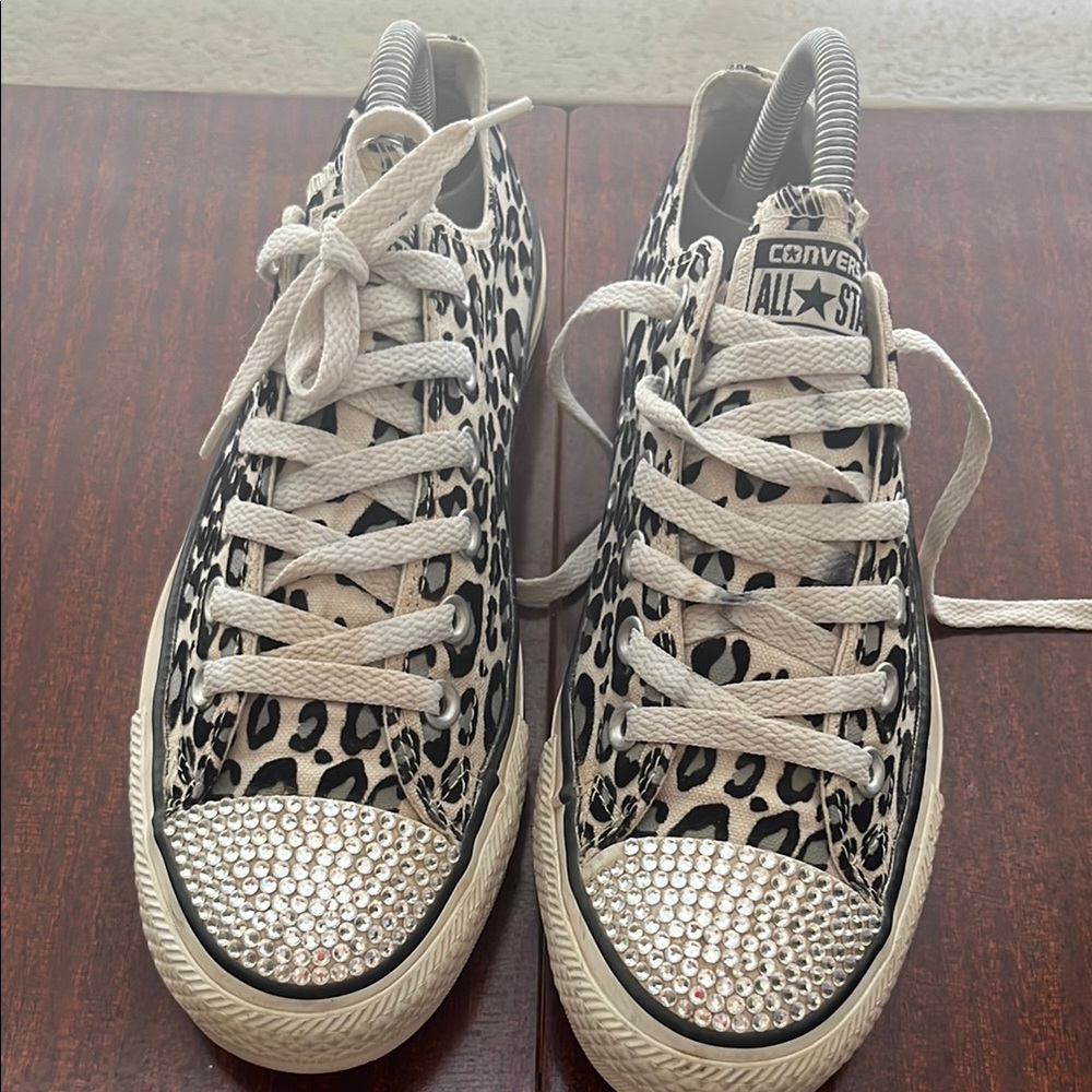 Converse Black and White Sneakers with Rhinestones